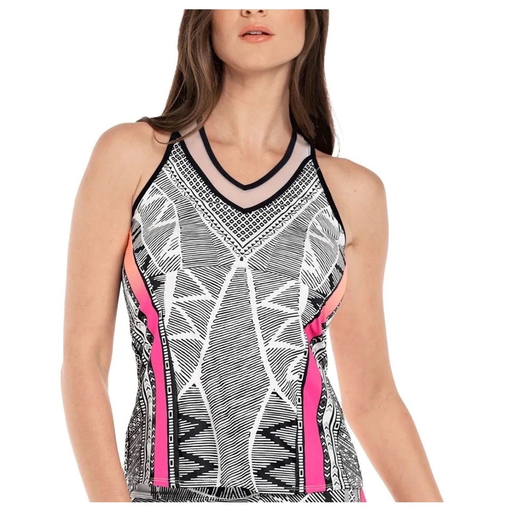 Lucky in Love Women's Santa Fe Glow Tennis Tank Size XS athletic sporty